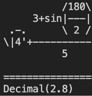 A mathematical expression being edited in a terminal.